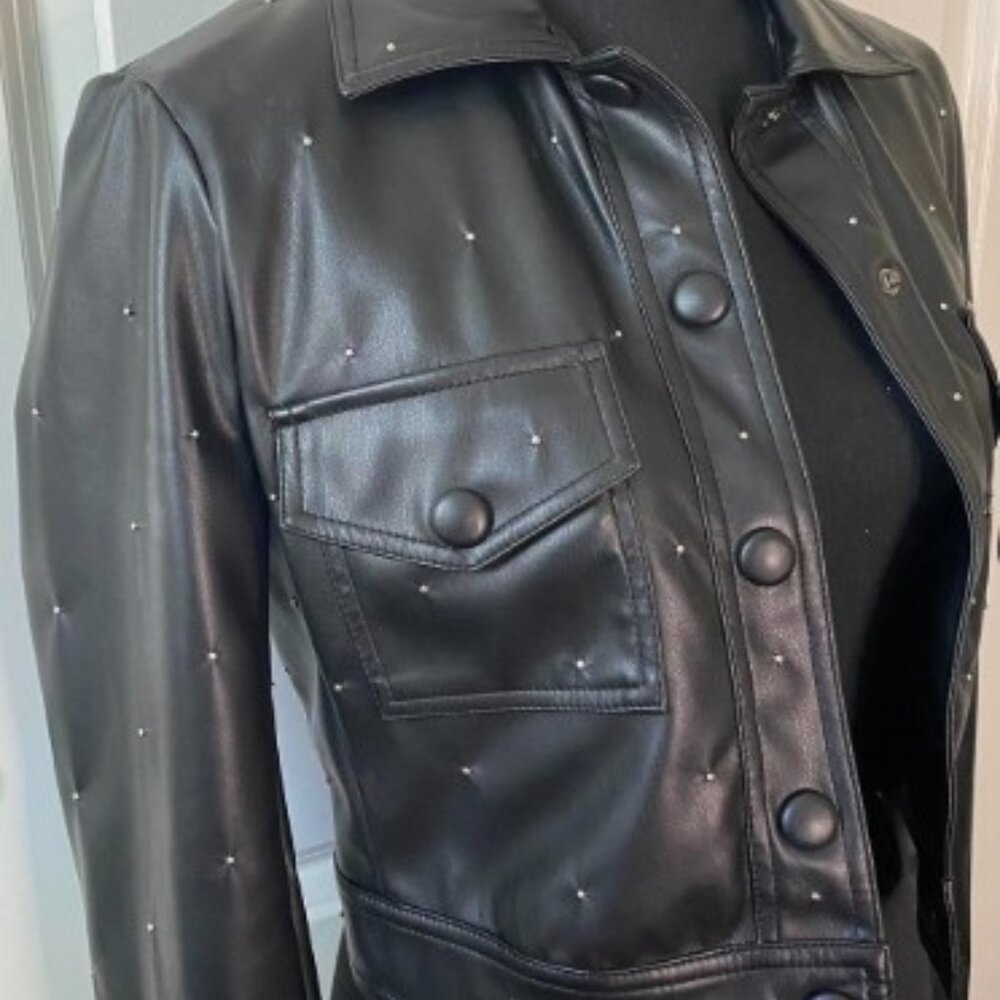 House of Harlow 1960 cropped faux leather jacket - S